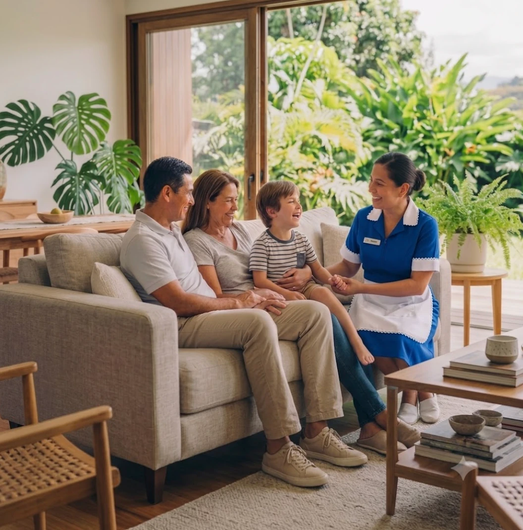 Familia con empleada del hogar